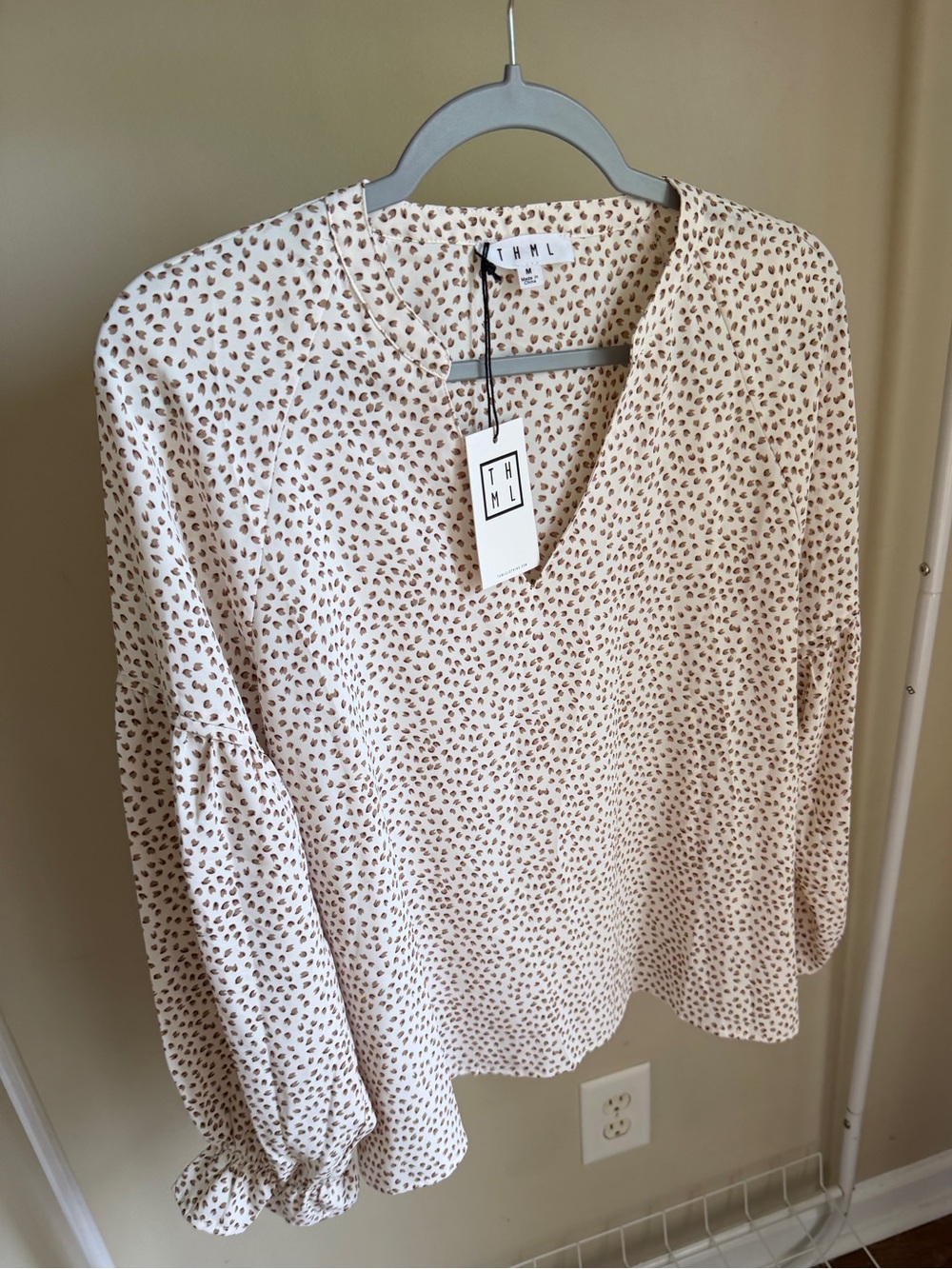 THML Cream Blouse with Brown Dot Print - Picture 2 of 7
